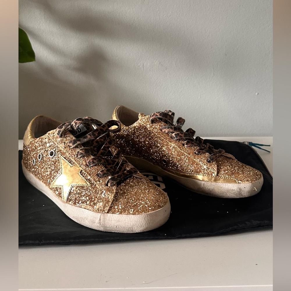 Golden Goose Gold Glitter Sneakers